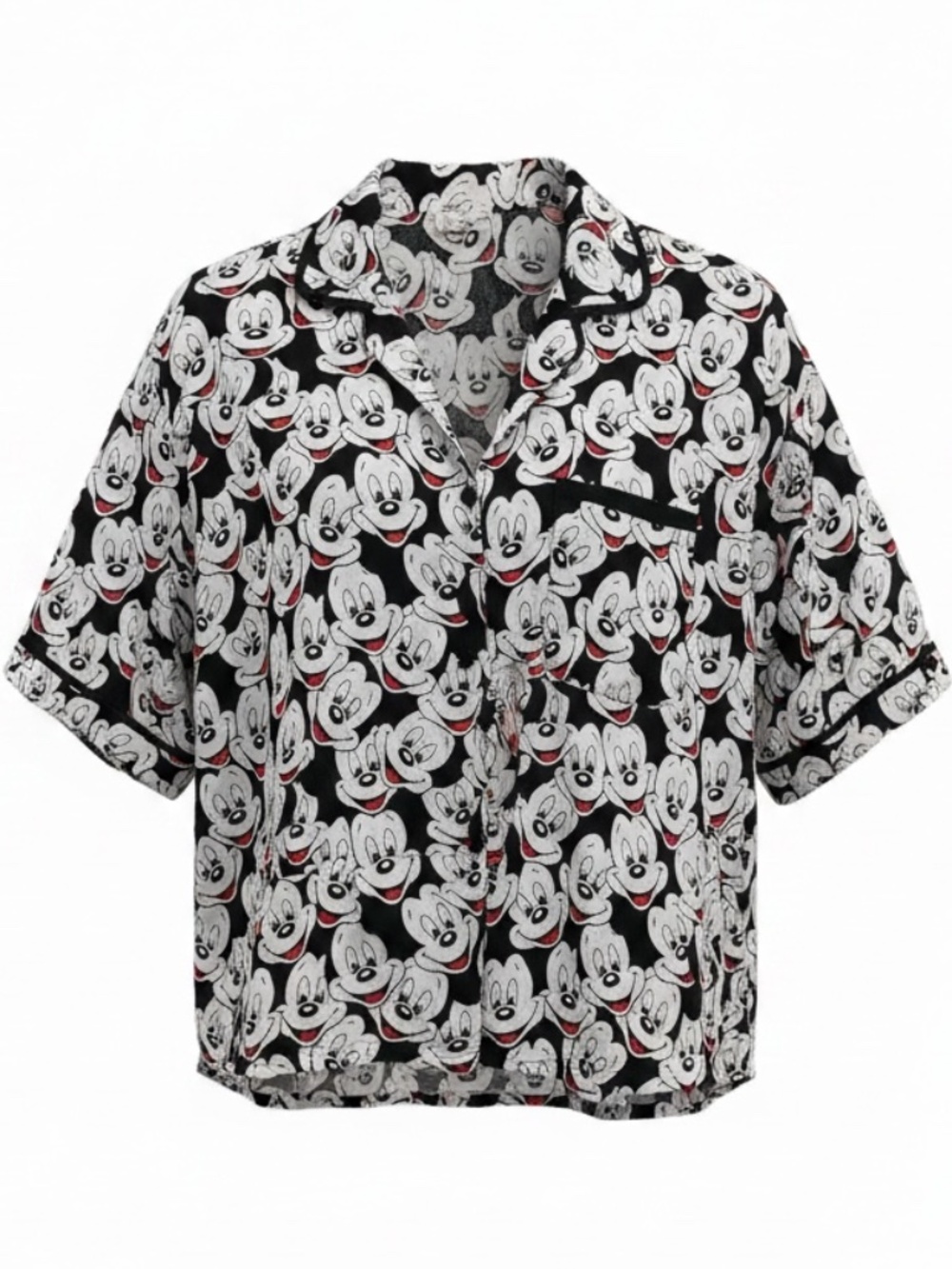 Vintage Mickey Mouse 100% Silk Top Pajama Button Up Walt Disney World Size M